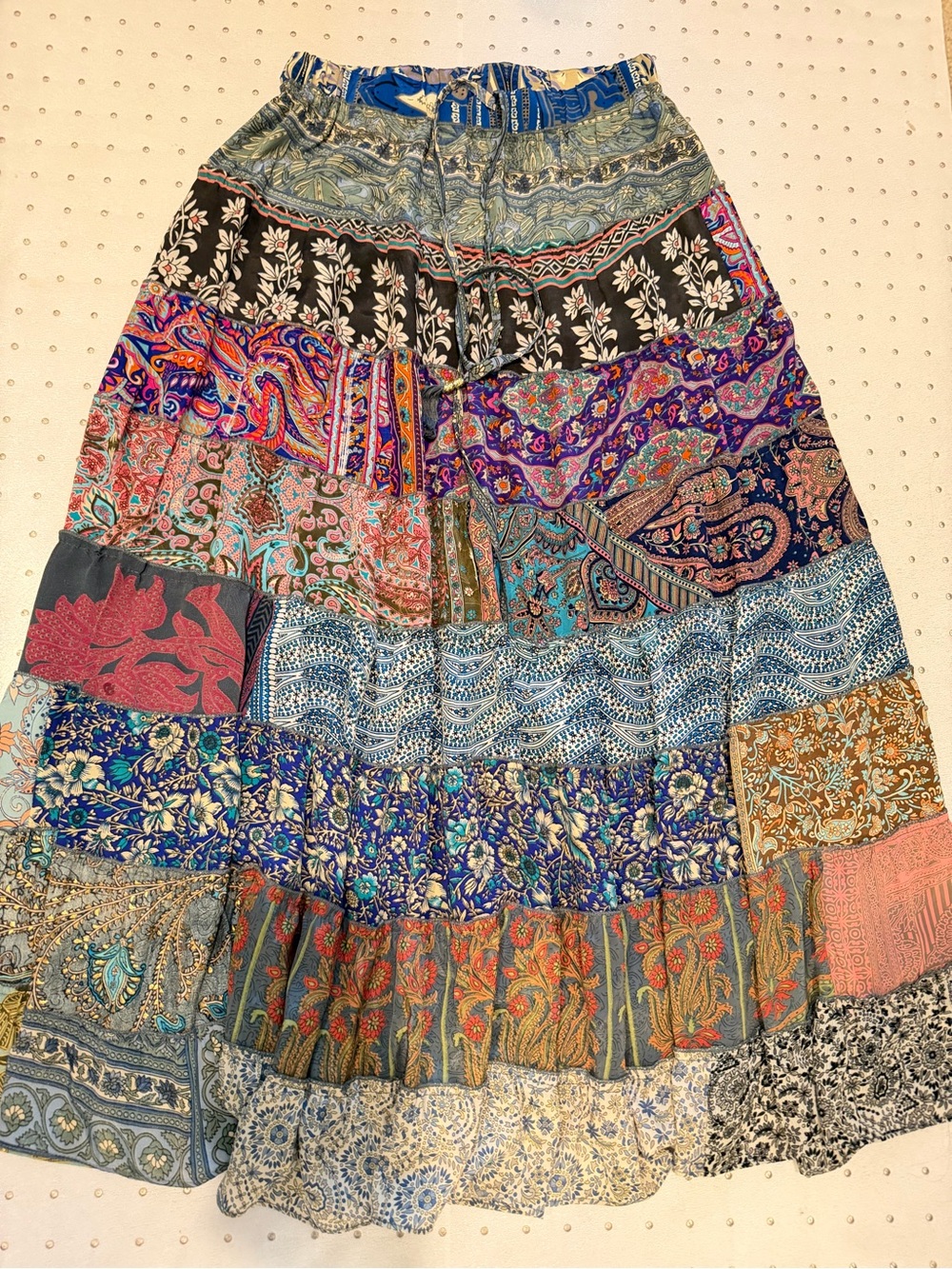 Karma Highway One Size Patchwork Boho Maxi Skirt Festival Hippie - Picture 3 of 7